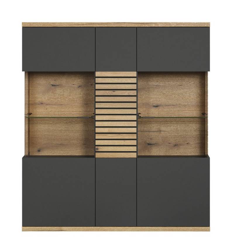 trendteam Highboard (Highboard), Vitrine Schhrank mit Glasböden 131 x 147 x 38 cm von trendteam