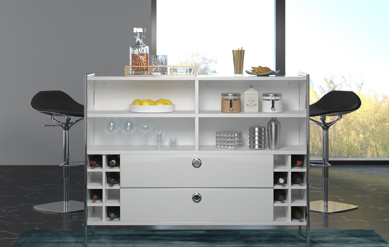 trendteam Highboard Regalschrank Barschrank Infinity, weiß Hochglanz von trendteam