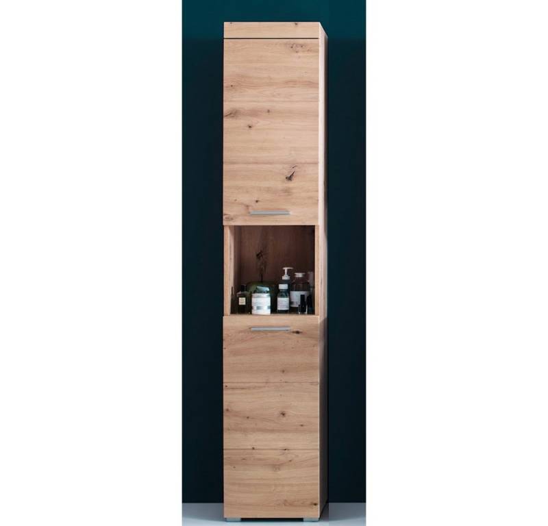 trendteam Hochschrank Amanda Badhochschrank Badschrank Highboard Badezimmer Braun 37x190x31cm von trendteam