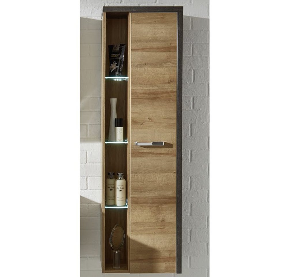 trendteam Hochschrank BayBad Hängeschrank Highboard Kommode Anrichte Honig/Beton 48x160x31cm von trendteam