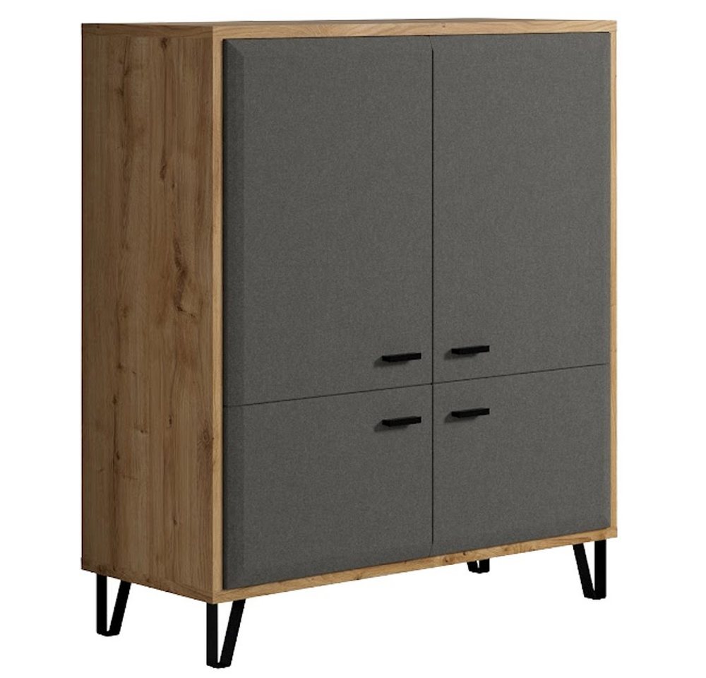 trendteam Hochschrank Blanshe Highboard Kommode Anrichte Wohnzimmer Braun/Grau 98x112x42cm von trendteam