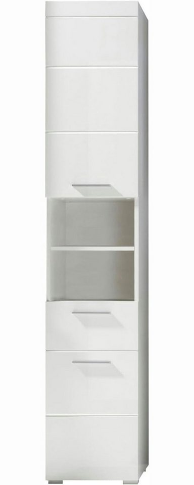trendteam Hochschrank Standschrank Badezimmer Bad Aufbewahrung Weiß Melamin 37x190x31 cm von trendteam