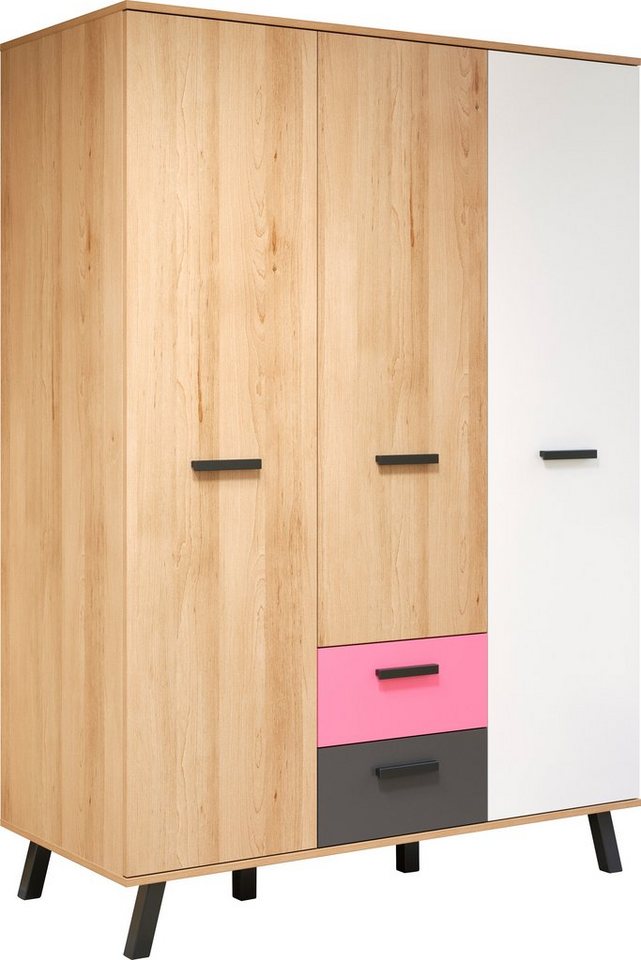 trendteam Kleiderschrank Mats Front teilweise wechselbar - Rosa oder Blau von trendteam