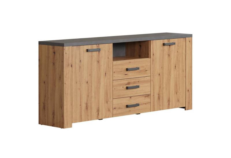 trendteam Kommode Sideboard Follow, TV-Schrank Anrichte Lowboard Fernseher Natur/Anthrazit 180x83x40cm von trendteam