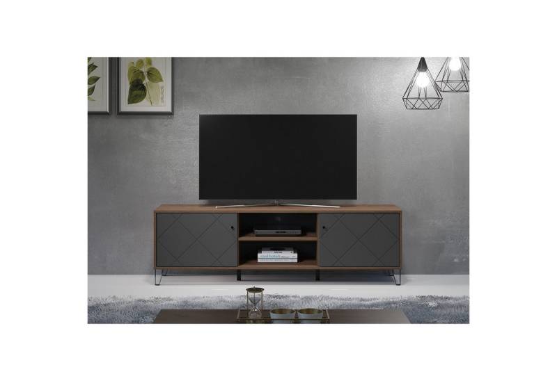 trendteam Lowboard, Fernseheschrank Schrank Sideboard Braun/Graphitfarbig 183x56x40cm von trendteam
