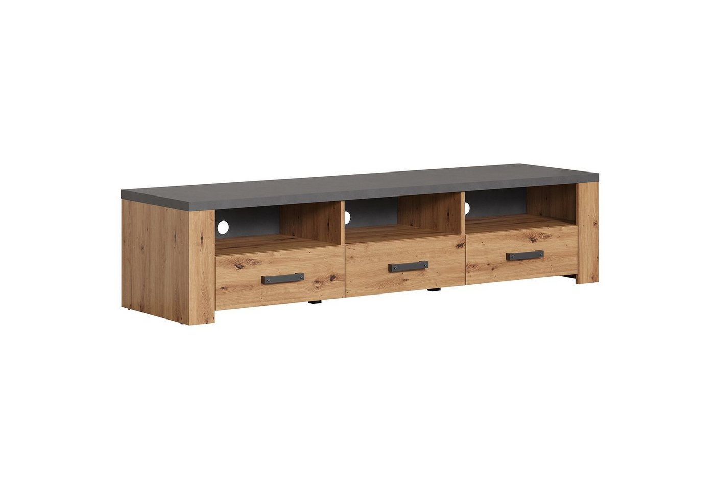 trendteam Lowboard TV-Lowboard Follow, Fernsehtisch Sideboard TV-Schrank Möbel Eiche/Anthrazit 180x43x50cm von trendteam