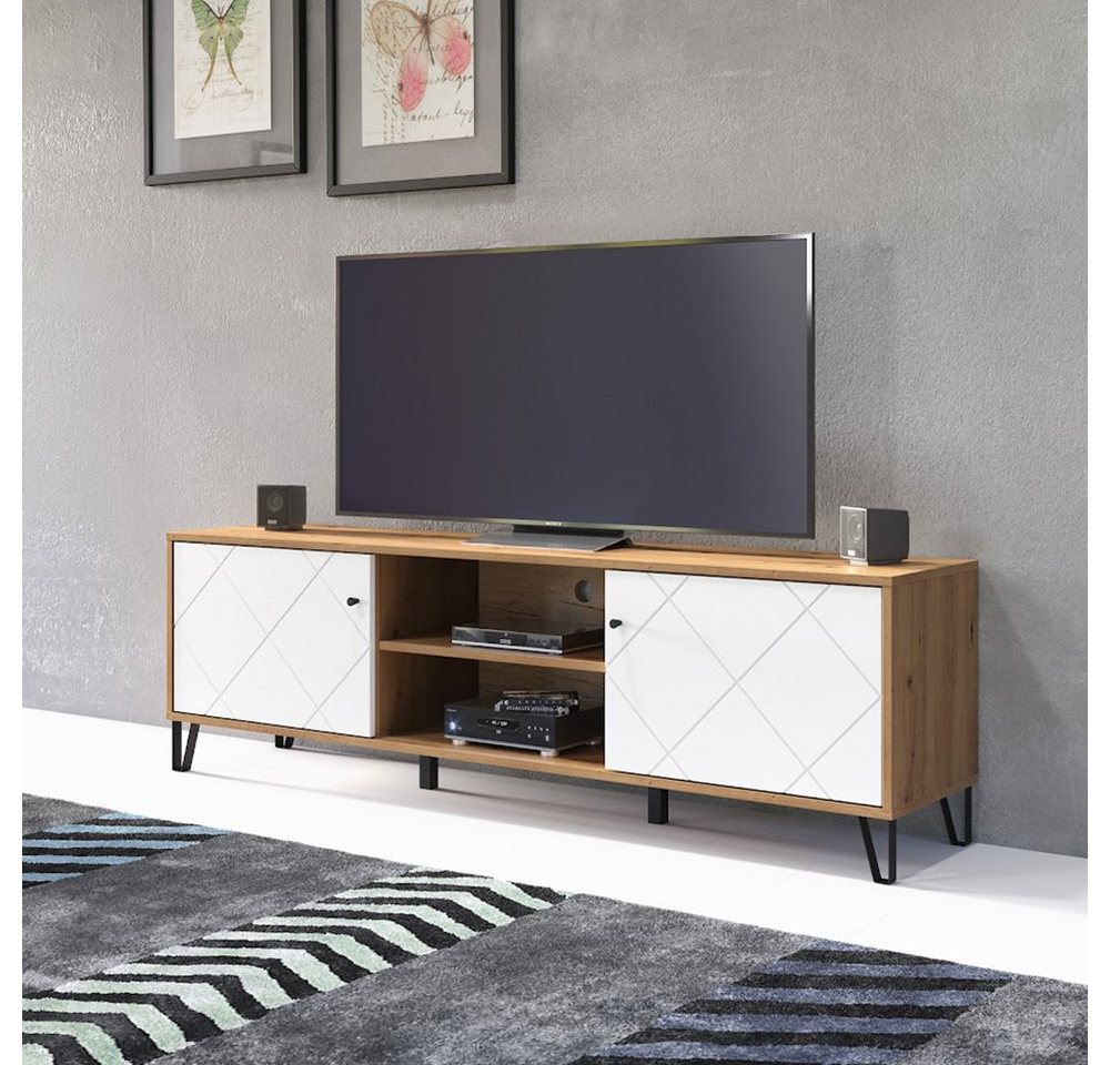 trendteam Lowboard Touch, TV-Unterteil TV-Schrank Sideboard TV-Möbel Braun/Weiß 183x56x40cm von trendteam