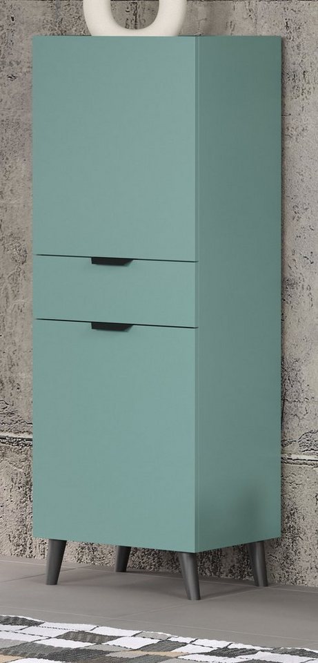 trendteam Midischrank Melton (Kommode in Dust Blue, 2-türig, 49 x 140 cm) trendiges Design-Möbel von trendteam