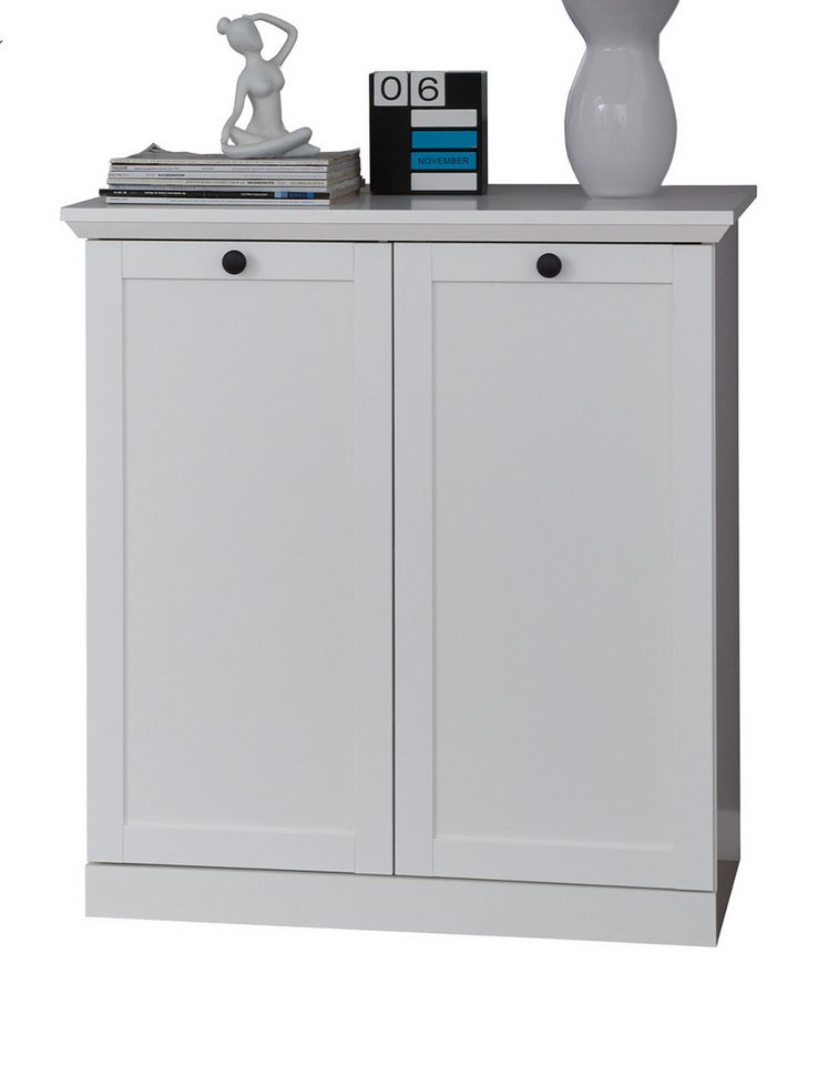 trendteam Schuhkommode Baxter (in weiß Landhaus modern, 2-türig, 81 x 88 cm), 4 große Fächer von trendteam