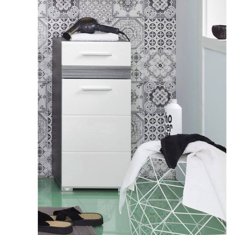 trendteam Seitenschrank Stauraumschrank Unterschrank Seitenschrank Rauchsilber 37x80x31cm von trendteam
