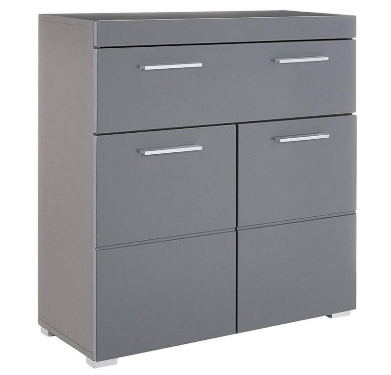 trendteam Sideboard Amanda, Badkommode Badezimmerschrank Grau Hochglanz BxHxT: 73 x 79 x 31 cm von trendteam