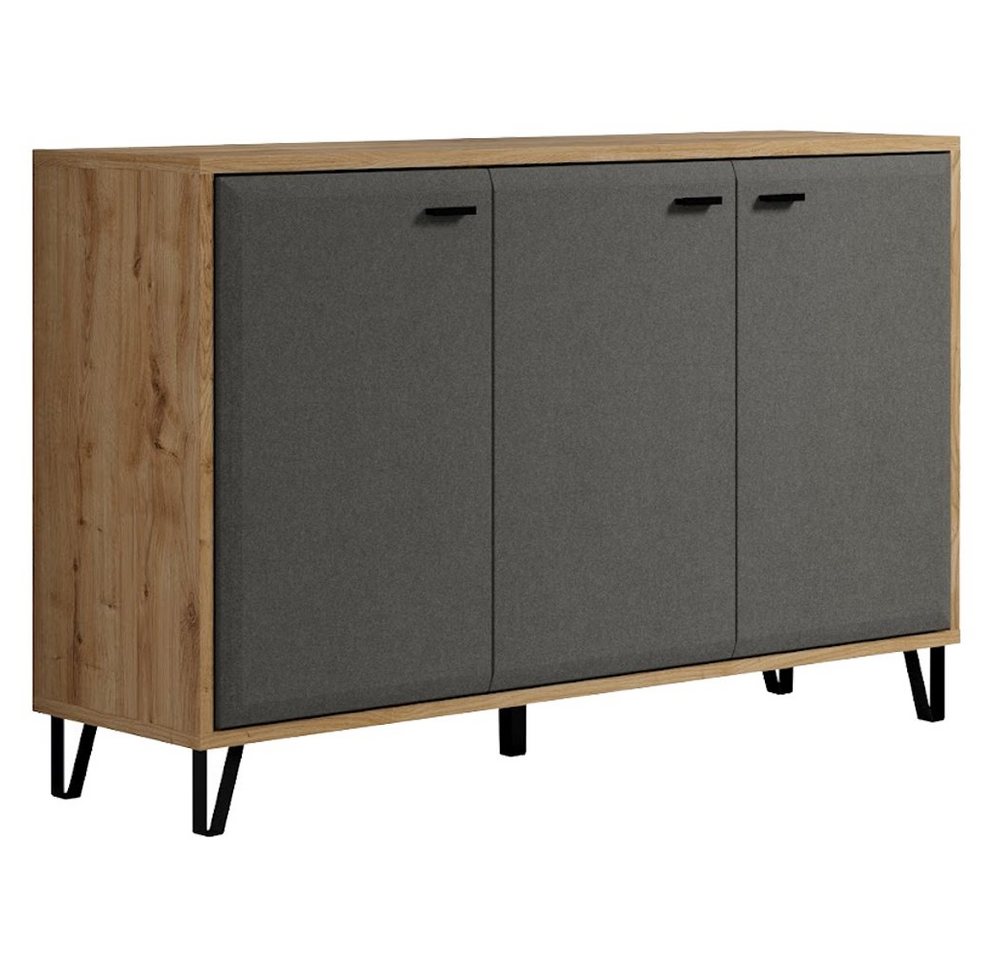 trendteam Sideboard Blanshe, Kommode Mehrzweckschrank Wohnzimmerschrank Grau/ Braun 146x90x42cm von trendteam