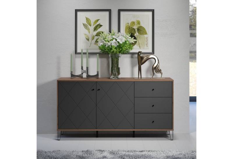 trendteam Sideboard, Kommode Schrank Mehrzweckschrank Wohnzimmerschrank Braun 183x76x40cm von trendteam