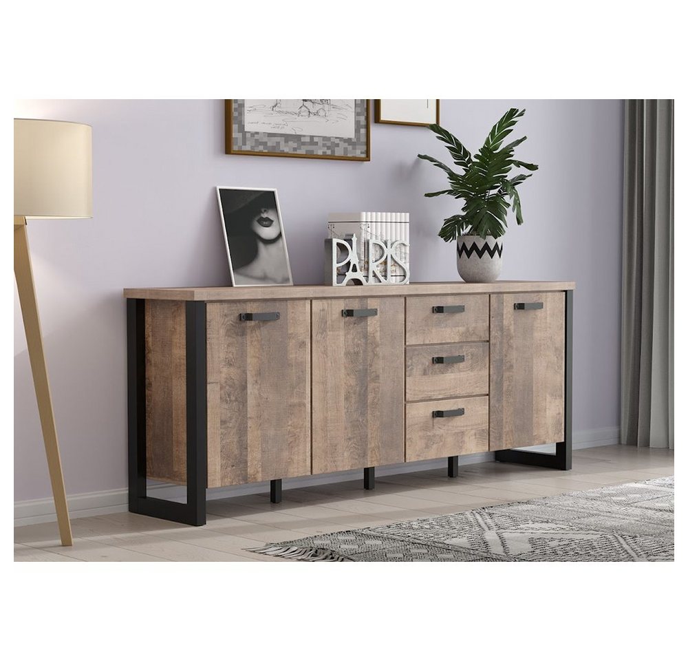 trendteam Sideboard, Kommode Wohnzimmerschrank Schubladenkommode Braun 214x86x45cm trendteam Sideboard, Kommode Wohnzimmerschrank Schubladenkommode Braun 214x86x45cm von trendteam