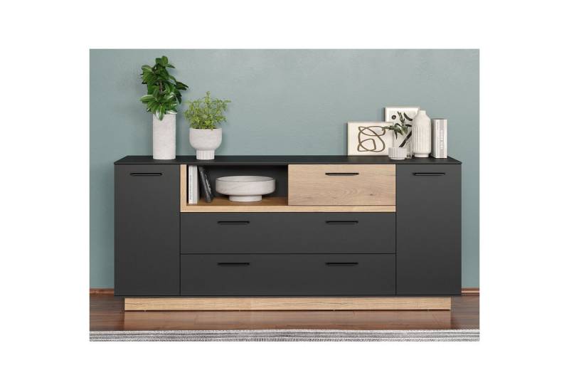 trendteam Sideboard, Schrank Mehrzweckschrank Wohnzimmerschrank Anthrazit 187x81x40cm von trendteam