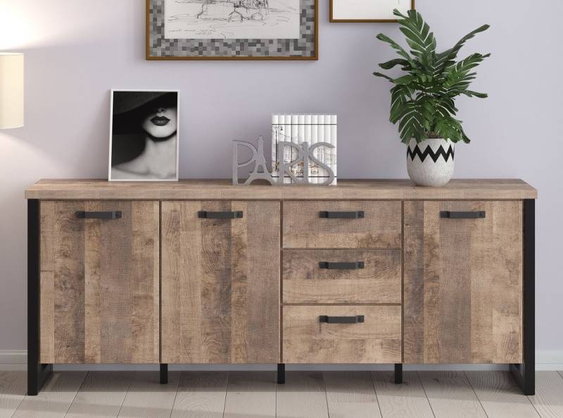 trendteam Sideboard Sideboard Emile, Eiche Tabak / Schwarz (no-Set) von trendteam