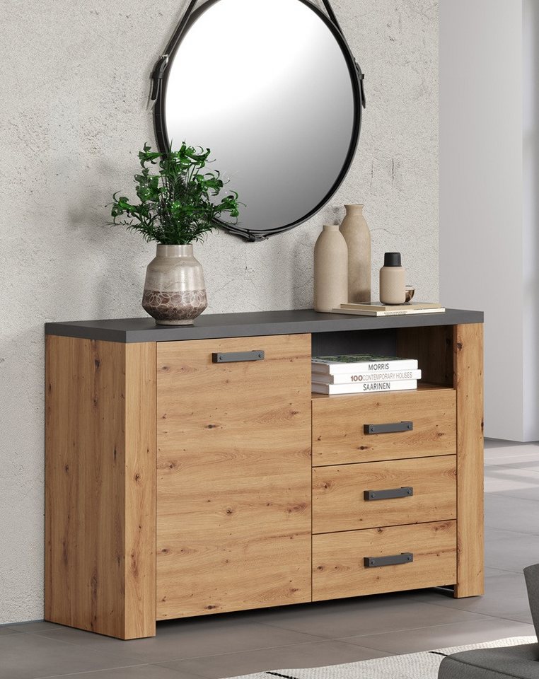 trendteam Sideboard Sideboard Follow mit Schubkästen, Artisan Eiche / Matera grau (no-Set) von trendteam
