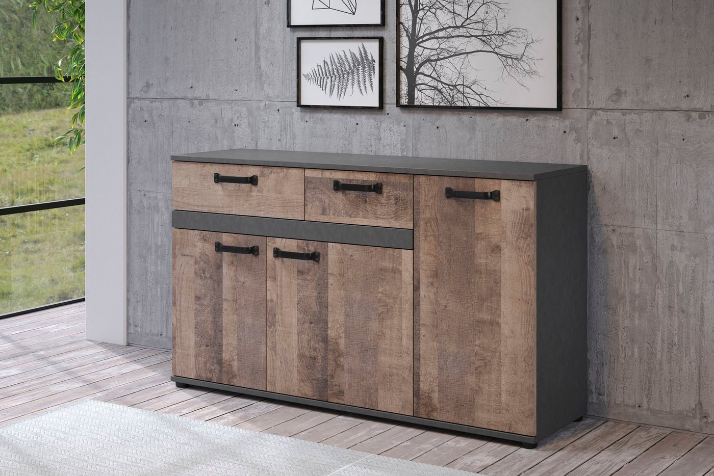 trendteam Sideboard Stripe, Breite 142 cm von trendteam