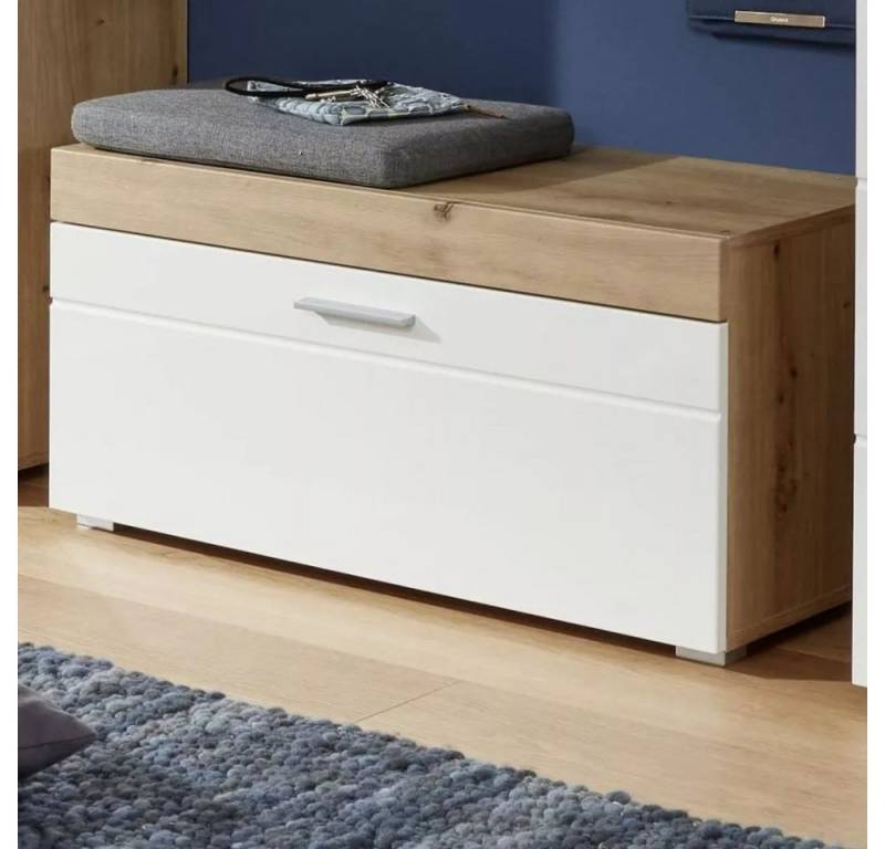 trendteam Sitzbank, Sitzbank Bank Mehrzweckschrank Flurbank Sitzmöbel Weiß 91x42x38cm von trendteam
