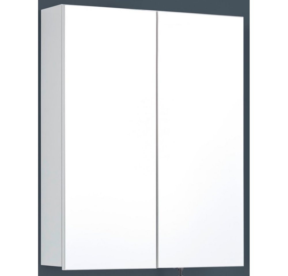 trendteam Spiegelschrank Line/Skin Badspiegel Spiegel Badspiegel Badezimmerschrank Weiß 60x67x18cm von trendteam