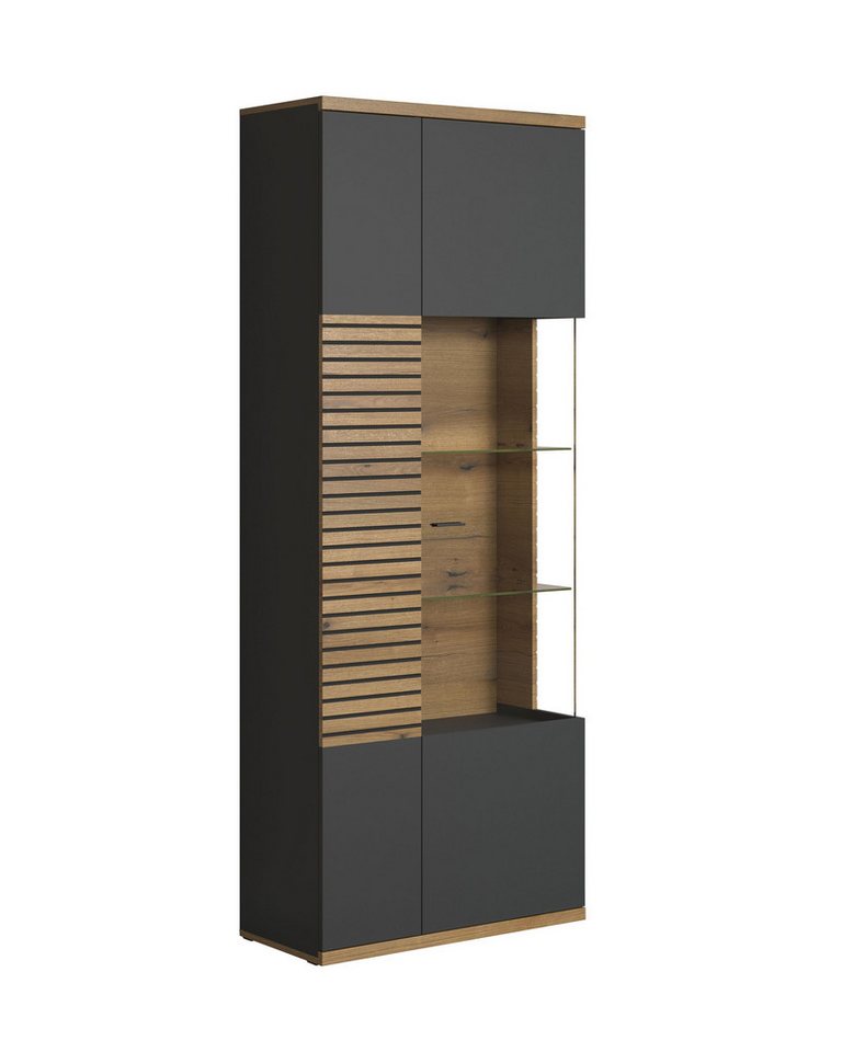 trendteam Vitrine (Vitrine) Vitrinenschrank Hochschrank mit Glasböden 80x205x37cm von trendteam
