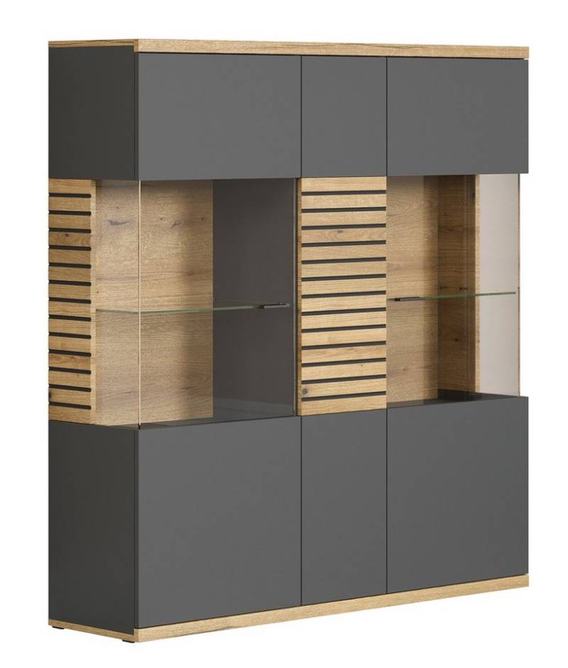 trendteam Vitrine Highboard Norris, grau / Coast Evoke Oak, verschiedene Größen (no-Set) von trendteam