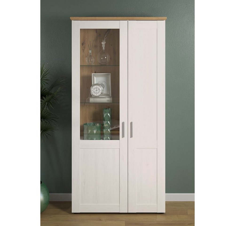 trendteam Vitrine Vitrinenschrank Hochschrank Beistellschrank Schrank Weiß 95x195x38cm von trendteam