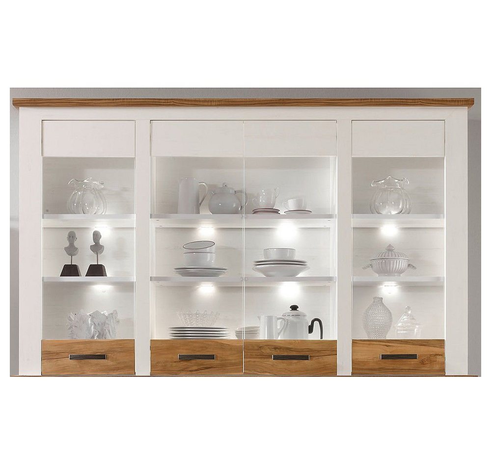 trendteam Vitrine Wohnzimmerschrank Standvitrine Vitrinenschrank Weiß 207x125x36cm von trendteam