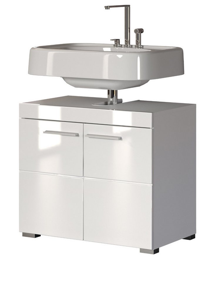 trendteam Waschbeckenunterschrank Amanda (Waschtisch Unterschrank in weiß, 60 x 56 cm) 2 Fächer von trendteam