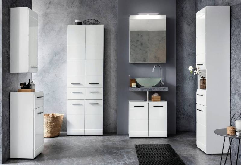 welltime Waschbeckenunterschrank Sovana Waschtisch mit verstellbarem Fach - Maße (B/T/H) 60/31/56 cm von welltime