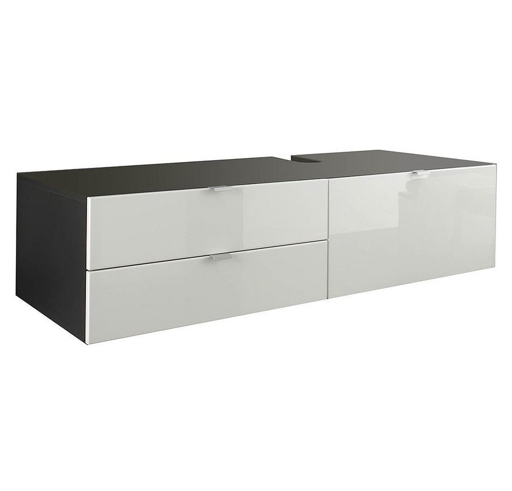 trendteam Waschbeckenunterschrank Waschbeckenschrank Badmöbel Badschrank Grau/Weiß 140x35x38cm von trendteam