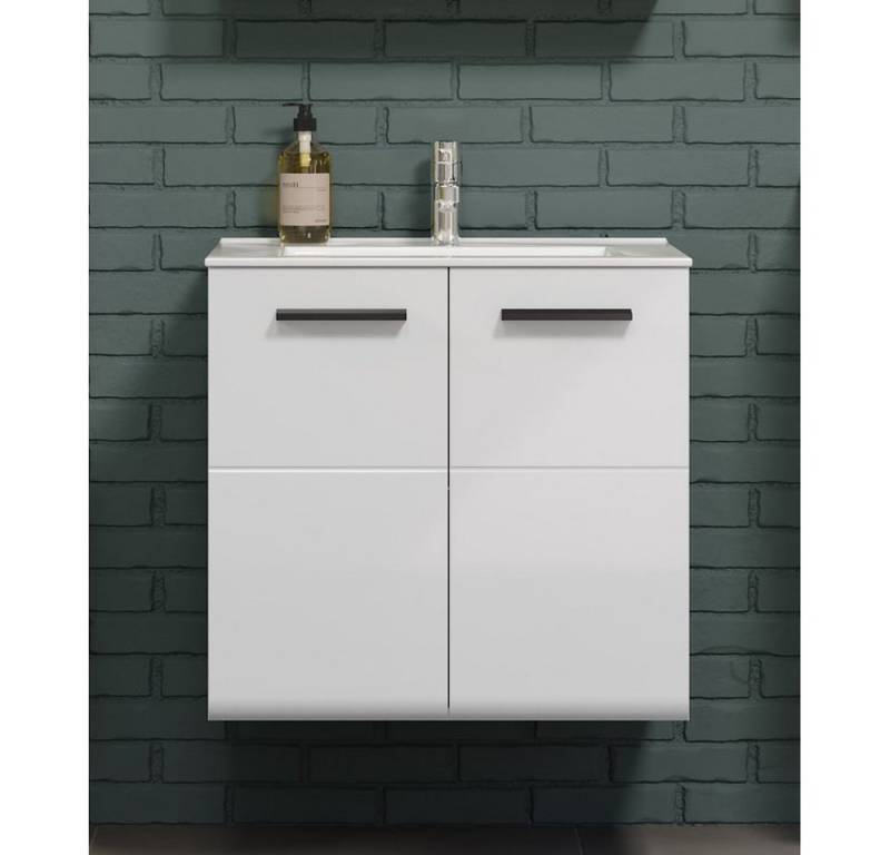 trendteam Waschmaschinenunterschrank Riva Waschbeckenunterschrank Badmöbel Badezimmerschrank weiß 62x59x31cm von trendteam