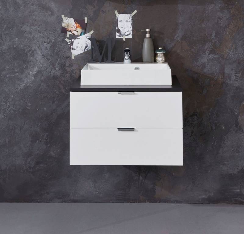 welltime Waschtisch Cervio (2-St), Waschbeckenunterschrank mit Metallgriffen und Mineralguss-Waschbecken von welltime