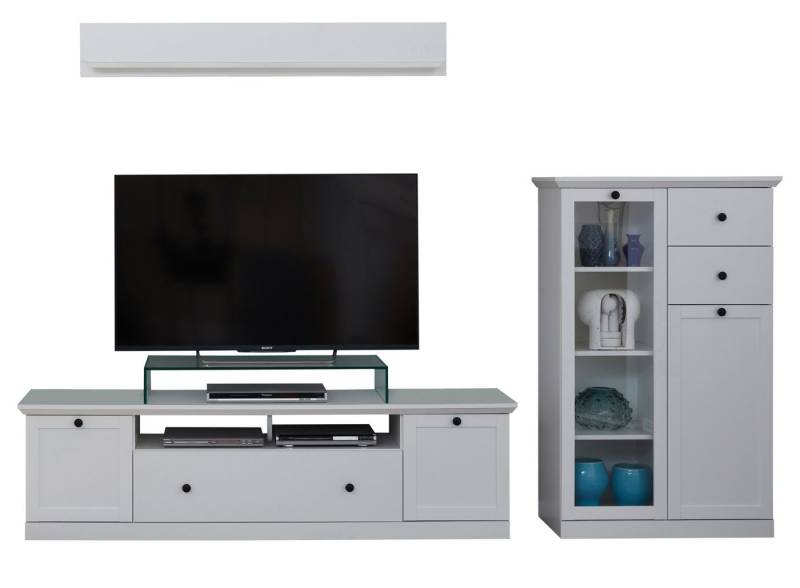 trendteam Wohnwand Baxter, (Wohnzimmer Set in weiß, 3-teilig, 270 x 180 cm), moderner Landhausstil von trendteam