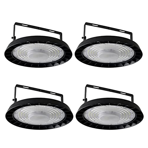 treoir 100W LED UFO Industrielampe, 10000LM Hallenbeleuchtung LED 6500K Kaltweiß LED Hallenstrahler, IP65 Wasserdicht LED Werkstattbeleuchtung Hallenstrahler für Garage Fabriken (4pcs) von treoir