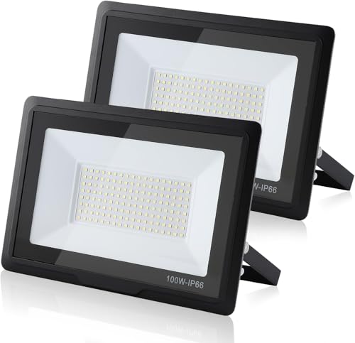 treoir 100w Flutlichtstrahler: 3000K Warmweiß Superhell 5000LM IP66 Wasserdichter led strahler für Hinterhof/Stadion/Werkstatt Außenbeleuchtung (2pcs) von treoir