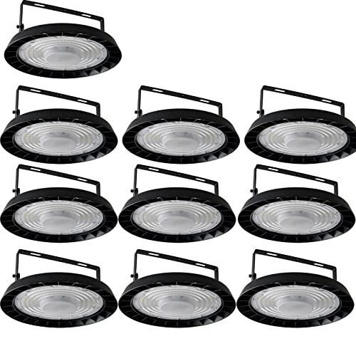 treoir 200W LED UFO Industrielampe, 20000LM LED Hallenstrahler 6500K Kaltweiß UFO LED Hallenleuchte, IP65 Wasserdicht LED Werkstattlampe Hallenbeleuchtung Led für Garage Fabriken (10pcs) von treoir