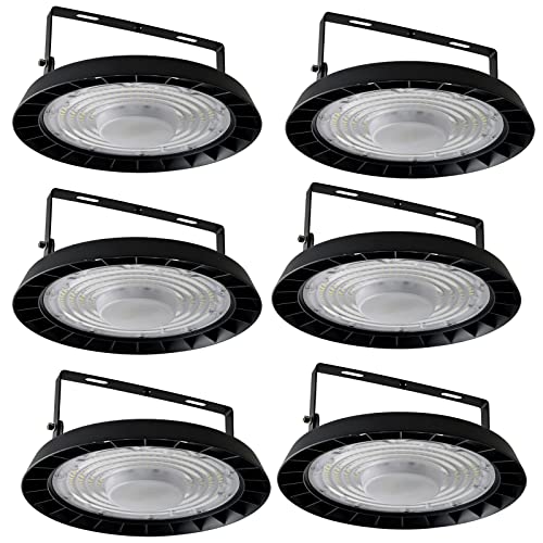 treoir 200W LED UFO Industrielampe, 20000LM LED Hallenstrahler 6500K Kaltweiß UFO LED Hallenleuchte, IP65 Wasserdicht LED Werkstattlampe Hallenbeleuchtung Led für Garage Fabriken (6pcs) von treoir