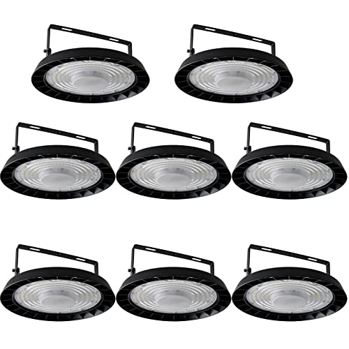 treoir 200W LED UFO Industrielampe, 20000LM LED Hallenstrahler 6500K Kaltweiß UFO LED Hallenleuchte, IP65 Wasserdicht LED Werkstattlampe Hallenbeleuchtung Led für Garage Fabriken (8pcs) von treoir