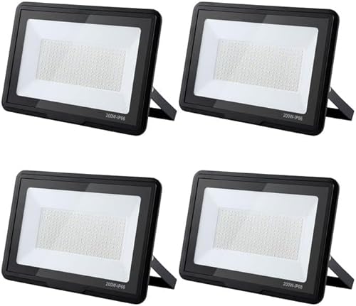 treoir 200w Flutlichtstrahler: 3000K Warmweiß Superhell 5000LM IP66 Wasserdichter led strahler für Hinterhof/Stadion/Werkstatt Außenbeleuchtung (4pcs) von treoir