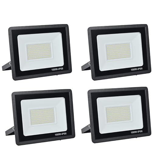 Treoir LED Strahler Außen 100W, 10000LM Superhell Scheinwerfer Flutlicht, 6000K Kaltweiß IP66 Wasserfest Außenstrahler für Hinterhof, Auffahrt, Türen, Garage, Flur, Garten von treoir