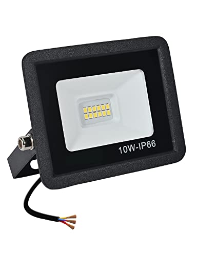 Treoir LED Strahler Außen 10W, 1000LM Superhell Scheiwerfer Flutlicht, 3500K Warmweiß IP66 Wasserfest Außenstrahler für Hinterhof, Auffahrt, Türen, Garage, Flur, Garten von treoir