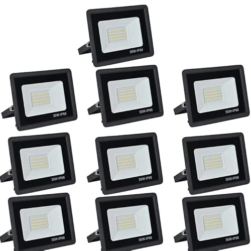 Treoir LED Strahler Außen 30W, 3000LM Superhell Scheiwerfer Flutlicht, 6000K Kaltweiß IP66 Wasserfest Außenstrahler für Hinterhof, Auffahrt, Türen, Garage, Flur, Garten von treoir