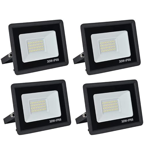 treoir LED Fluter 30W, 3000LM Superhell LED Scheinwerfer, 60W Kaltweiß IP66 Wasserfest Außenstrahler für Garage, Garten von treoir
