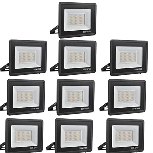 treoir LED Strahler Außen 50W, LED Fluter 5000LM Superhell LED Scheiwerfer Flutlicht, 3500K Warmweiß IP66 Wasserfest Außenstrahler für Hinterhof, Auffahrt, Türen, Garage, Flur, Garten von treoir