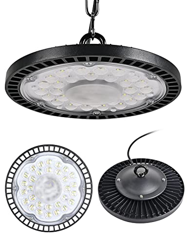 treoir LED UFO Industrielampe,100W LED Hallenstrahler Superhell 10000LM Hallenbeleuchtung Led,IP65 Wasserdicht 6000-6500K Kaltweiß LED Werkstattbeleuchtung für Garage Fabrik(1pcs,100W) von treoir