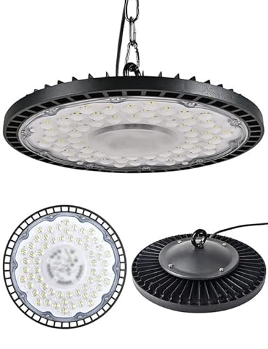 treoir LED UFO Industrielampe,300W LED Hallenstrahler Superhell 30000LM Hallenbeleuchtung Led,IP65 Wasserdicht 6000-6500K Kaltweiß LED Werkstattbeleuchtung für Garage Fabrik (1pcs,300W) von treoir