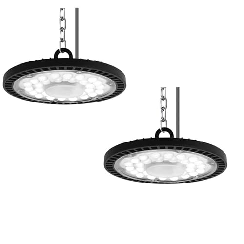 treoir LED UFO Industrielampe,300W LED Hallenstrahler Superhell 30000LM Hallenbeleuchtung Led,IP65 Wasserdicht 6000-6500K Kaltweiß LED Werkstattbeleuchtung für Garage Fabrik (2pcs,300W) von treoir