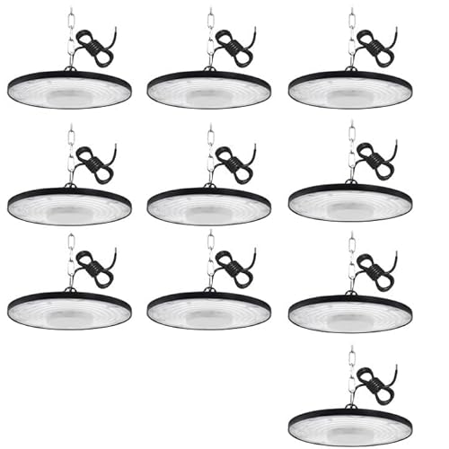 treoir LED UFO Industrielampe 200W, 20000LM UFO LED Hallenleuchte Kaltweiß 6500K LED Hallenstrahler, Wasserdicht IP65 LED Werkstattbeleuchtung Hallenbeleuchtung Led für Fabriken Garage (10pcs) von treoir