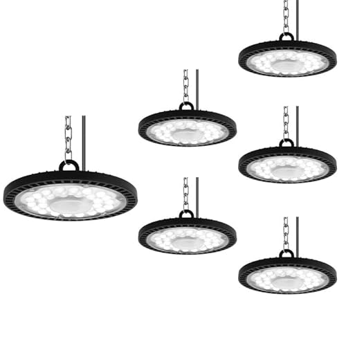 treoir LED UFO Industrielampe 200W, 20000LM UFO LED Hallenleuchte Kaltweiß 6500K LED Hallenstrahler, Wasserdicht IP65 LED Werkstattbeleuchtung Hallenbeleuchtung Led für Fabriken Garage (6pcs) von treoir